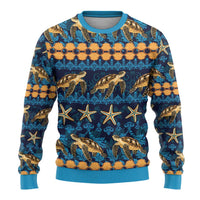 Hawaii Turtles Starfish Unique Pattern Ugly Christmas Sweater - Polynesian Pride