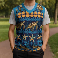 Hawaii Turtles Starfish Unique Pattern Christmas Knitted V-Neck Vest - Polynesian Pride