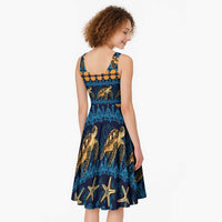 Hawaii Turtles Starfish Unique Pattern Midi Dress - Polynesian Pride