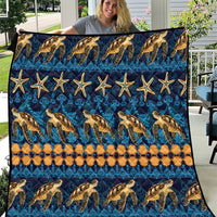 Hawaii Turtles Starfish Unique Pattern Quilt - Polynesian Pride