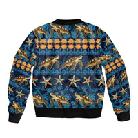 Hawaii Turtles Starfish Unique Pattern Sleeve Zip Bomber Jacket - Polynesian Pride