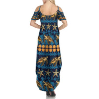 Hawaii Turtles Starfish Unique Pattern Summer Maxi Dress - Polynesian Pride