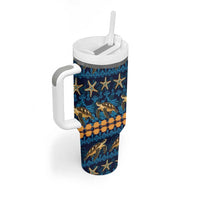 Hawaii Turtles Starfish Unique Pattern Tumbler With Handle - Polynesian Pride