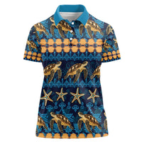 Hawaii Turtles Starfish Unique Pattern Women Polo Shirt - Polynesian Pride