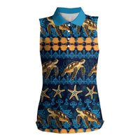 Hawaii Turtles Starfish Unique Pattern Women Sleeveless Polo Shirt - Polynesian Pride