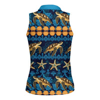 Hawaii Turtles Starfish Unique Pattern Women Sleeveless Polo Shirt - Polynesian Pride