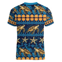 Hawaii Turtles Starfish Unique Pattern Women V-Neck T-Shirt - Polynesian Pride
