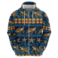 Hawaii Turtles Starfish Unique Pattern Zip Hoodie - Polynesian Pride