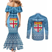 Fiji Rugby Couples Matching Mermaid Dress and Long Sleeve Button Shirts Fijian Go 2023 World Cup LT01 - Polynesian Pride