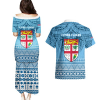 Fiji Rugby Couples Matching Puletasi Dress and Hawaiian Shirt Fijian Go 2023 World Cup LT01 - Polynesian Pride