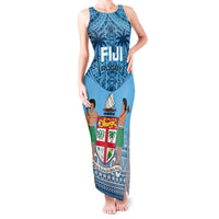 Fiji Rugby Tank Maxi Dress Fijian Go 2023 World Cup LT01 Women Blue - Polynesian Pride