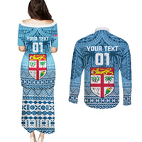 Custom Fiji Rugby Couples Matching Puletasi Dress and Long Sleeve Button Shirts Fijian Go 2023 World Cup LT01 - Polynesian Pride