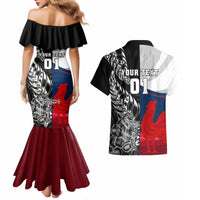 Custom New Zealand And France Rugby Couples Matching Mermaid Dress and Hawaiian Shirt XV de France Kiwi Silver Fern 2023 World Cup LT01 - Polynesian Pride