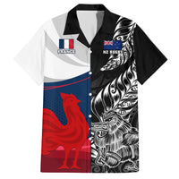 Custom New Zealand And France Rugby Hawaiian Shirt XV de France Kiwi Silver Fern 2023 World Cup LT01 Black - Polynesian Pride