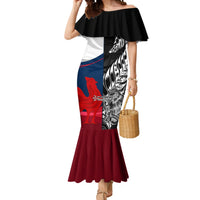 Custom New Zealand And France Rugby Mermaid Dress XV de France Kiwi Silver Fern 2023 World Cup LT01 Women Black - Polynesian Pride