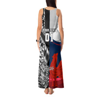 Custom New Zealand And France Rugby Tank Maxi Dress XV de France Kiwi Silver Fern 2023 World Cup LT01 - Polynesian Pride