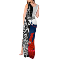 Custom New Zealand And France Rugby Tank Maxi Dress XV de France Kiwi Silver Fern 2023 World Cup LT01 - Polynesian Pride