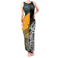 Custom New Zealand And Australia Rugby Tank Maxi Dress Wallabies Kiwi Silver Fern 2023 World Cup LT01 Women Black - Polynesian Pride