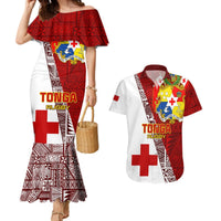Tonga Rugby Couples Matching Mermaid Dress and Hawaiian Shirt Tongan Go 2023 World Cup LT01 Red - Polynesian Pride
