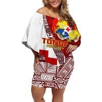 Tonga Rugby Off Shoulder Short Dress Tongan Go 2023 World Cup LT01 Women Red - Polynesian Pride