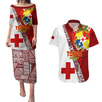 Custom Tonga Rugby Couples Matching Puletasi Dress and Hawaiian Shirt Tongan Go 2023 World Cup LT01 Red - Polynesian Pride