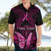 Personalised Pink Out Hawaiian Shirt Breast Cancer Awareness Polynesian Pattern Black Version LT01 - Polynesian Pride