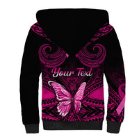 Personalised Pink Out Sherpa Hoodie Breast Cancer Awareness Polynesian Pattern Black Version LT01 - Polynesian Pride
