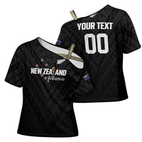 Custom Football New Zealand Cross Shoulder Shirt Aotearoa United Black Version LT01 - Polynesian Pride