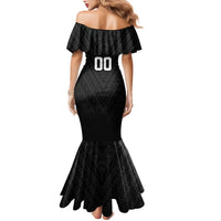 Custom Football New Zealand Family Matching Mermaid Dress and Hawaiian Shirt Aotearoa United Black Version - Polynesian Pride