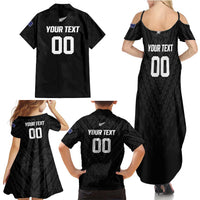 Custom Football New Zealand Family Matching Summer Maxi Dress and Hawaiian Shirt Aotearoa United Black Version - Polynesian Pride