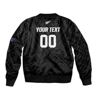 Custom Football New Zealand Sleeve Zip Bomber Jacket Aotearoa United Black Version LT01 - Polynesian Pride