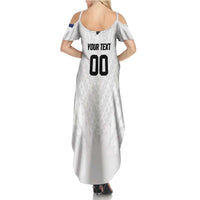 Custom Football New Zealand Family Matching Summer Maxi Dress and Hawaiian Shirt Aotearoa United White Version - Polynesian Pride