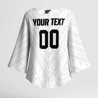 Custom Football New Zealand Kimono Sleeve Blouse Aotearoa United White Version LT01 - Polynesian Pride