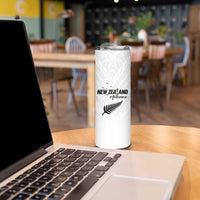 Custom Football New Zealand Skinny Tumbler Aotearoa United White Version - Polynesian Pride