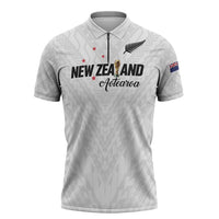 Custom Football New Zealand Zipper Polo Shirt Aotearoa United White Version LT01 White - Polynesian Pride
