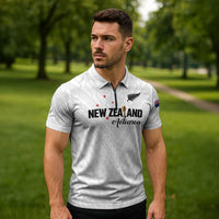 Custom Football New Zealand Zipper Polo Shirt Aotearoa United White Version LT01 - Polynesian Pride