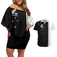 Personalised New Zealand 2025 Archery Basic Couples Matching Off Shoulder Short Dress and Hawaiian Shirt Archery NZ