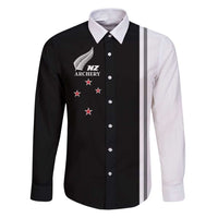 Personalised New Zealand 2025 Archery Basic Family Matching Puletasi and Hawaiian Shirt Archery NZ LT01 Dad's Shirt - Long Sleeve Black - Polynesian Pride