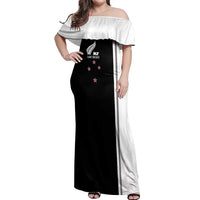 Personalised New Zealand 2025 Archery Basic Off Shoulder Maxi Dress Archery NZ LT01 Women Black - Polynesian Pride