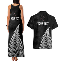 Personalised New Zealand 2025 Archery Couples Matching Tank Maxi Dress and Hawaiian Shirt Aotearoa Silver Arrows Black