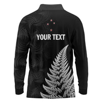 Personalised New Zealand 2025 Archery Long Sleeve Polo Shirt Aotearoa Silver Arrows Black LT01 - Polynesian Pride