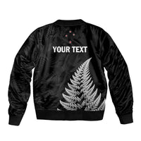 Personalised New Zealand 2025 Archery Sleeve Zip Bomber Jacket Aotearoa Silver Arrows Black