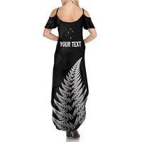 Personalised New Zealand 2025 Archery Summer Maxi Dress Aotearoa Silver Arrows Black