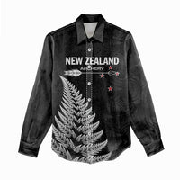 Personalised New Zealand 2025 Archery Women Casual Shirt Aotearoa Silver Arrows Black