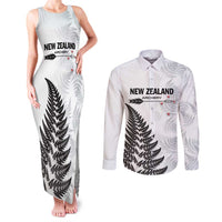 Personalised New Zealand 2025 Archery Couples Matching Tank Maxi Dress and Long Sleeve Button Shirt Aotearoa Silver Arrows White