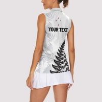 Personalised New Zealand 2025 Archery Women Sleeveless Polo Shirt Aotearoa Silver Arrows White LT01 - Polynesian Pride