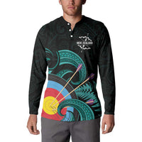 Personalised New Zealand Archery Button Sweatshirt Turquoise Maori Silver Fern