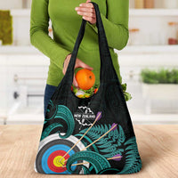 New Zealand Archery Grocery Bag Turquoise Maori Silver Fern