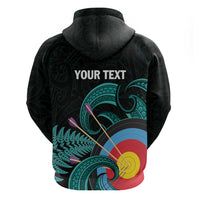 Personalised New Zealand Archery Hoodie Turquoise Maori Silver Fern
