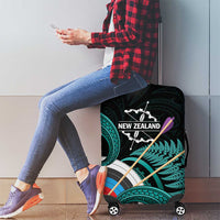 New Zealand Archery Luggage Cover Turquoise Maori Silver Fern